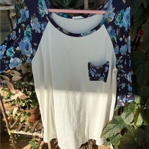 Reborn Navy Floral Sleeve Women's Tee